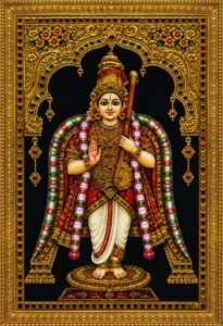 Tanjore Murugan Panel Canvas Wall Art 3x4 Feet – Floating Frame – Premium Digital Canvas Print – Living Room & Home Spiritual Wall Décor