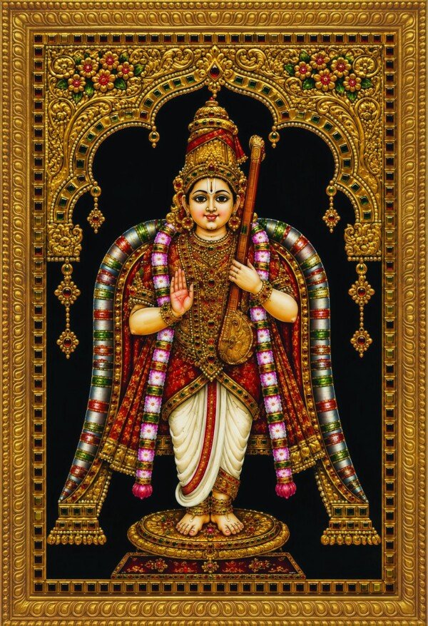 tanjore murugan panel canvas wall art