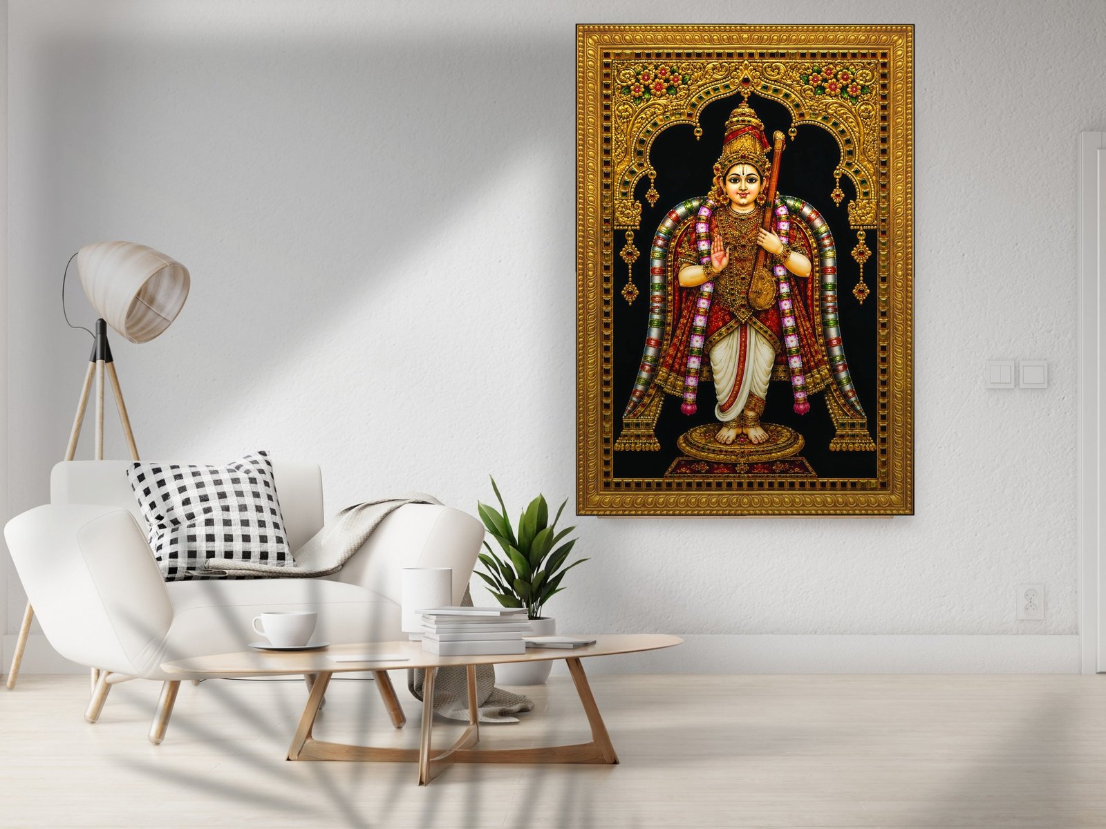 Tanjore Murugan Panel canvas wall art placement