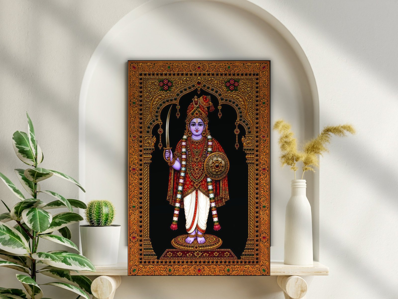 Kalki Avatar Tanjore canvas wall art placement