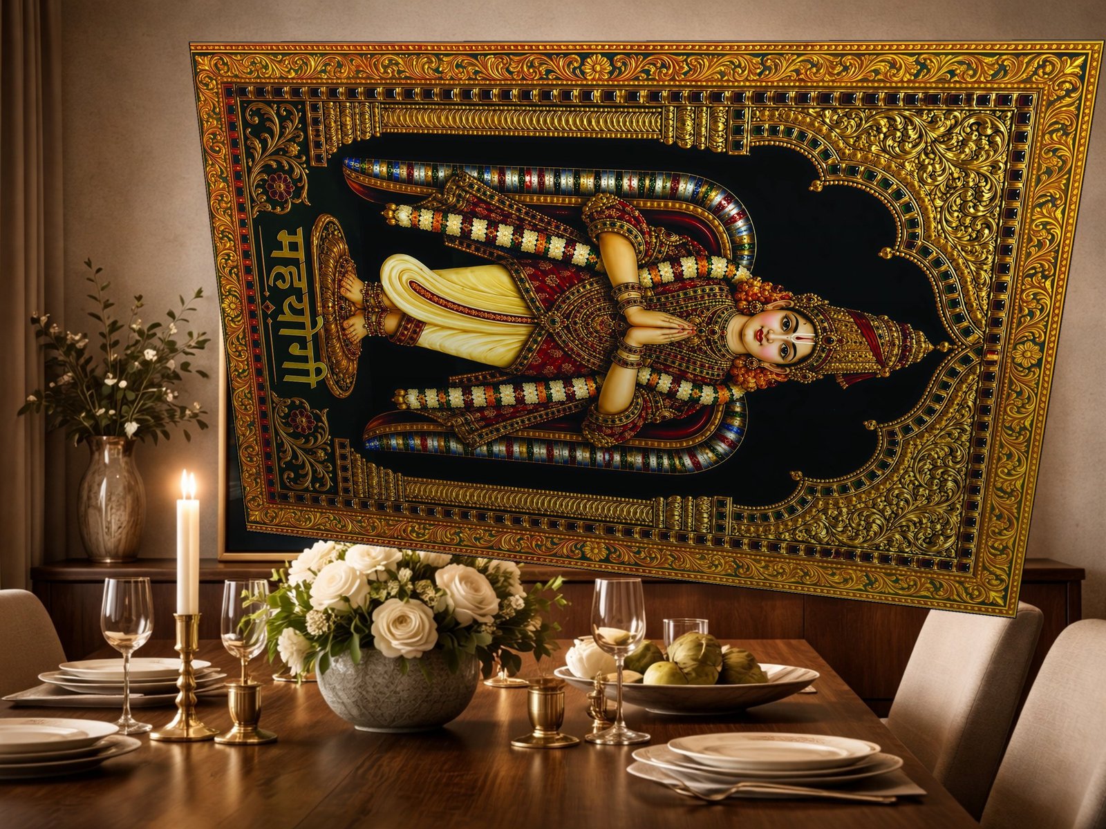 Mahayogi Tanjore Panel canvas wall art placement