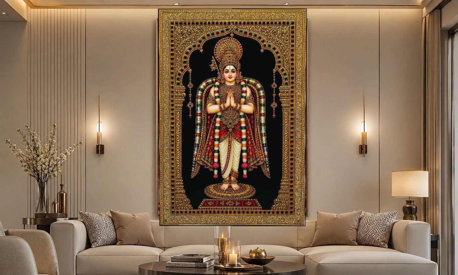 Tanjore Devotion Panel canvas wall art placement