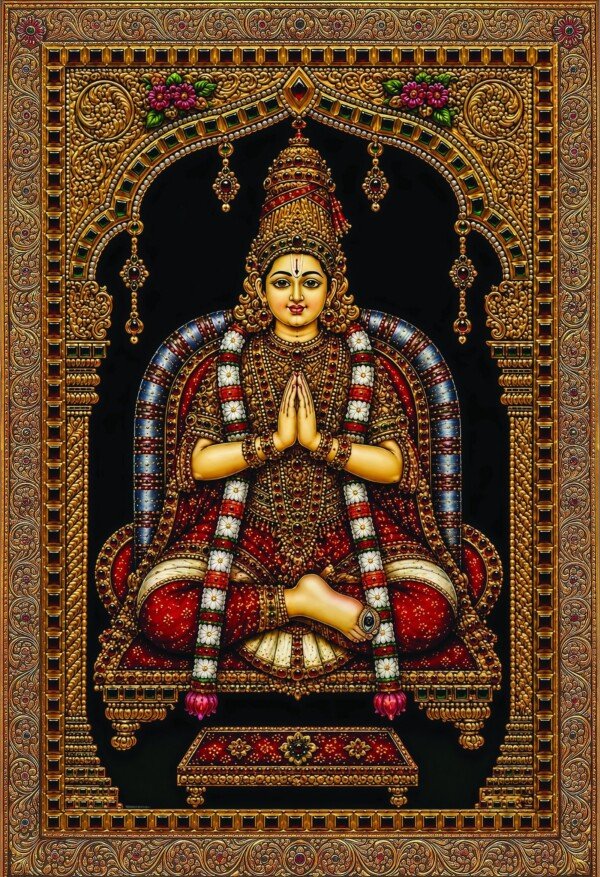 tanjore seated goddess canvas wall art