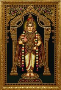 Tanjore Golden Deity Canvas Wall Art 3x4 Feet – Floating Frame – Premium Digital Canvas Print – Living Room & गृह आध्यात्मिक दीवार सजावट