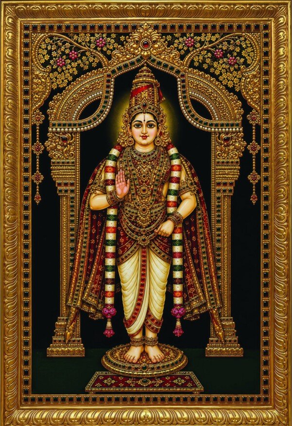 tanjore golden deity canvas wall art