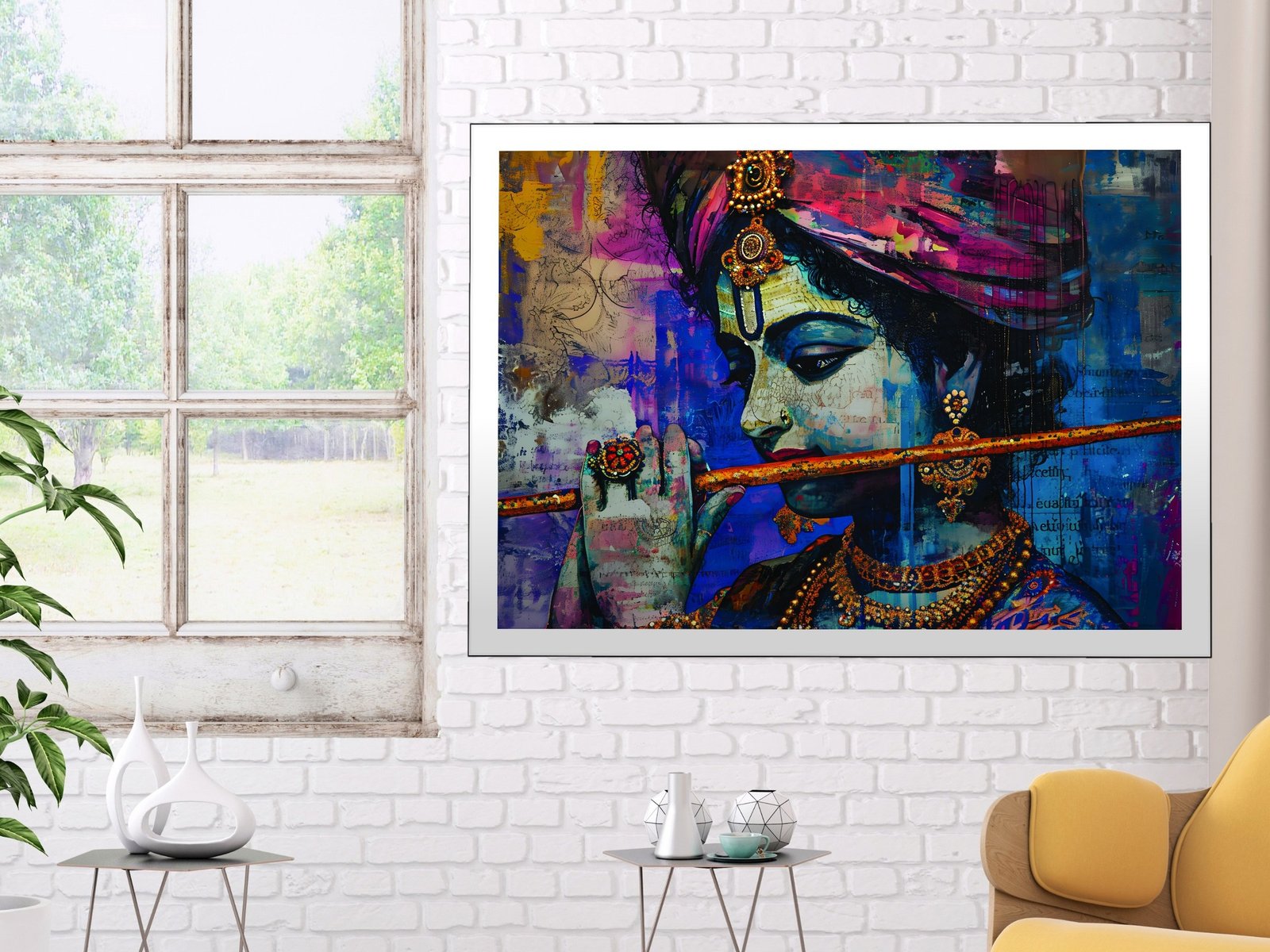 Krishna Playing Flute canvas wall art placement