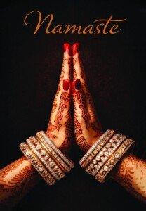 Namaste Henna Hands Canvas Wall Art 3x4 Feet – Floating Frame – Premium Digital Canvas Print – Living Room & Home Spiritual Wall Décor