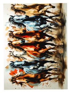 Wild Horses Stampede Canvas Wall Art 3x4 Feet – Floating Frame – Premium Digital Canvas Print – Living Room & Home Spiritual Wall Décor