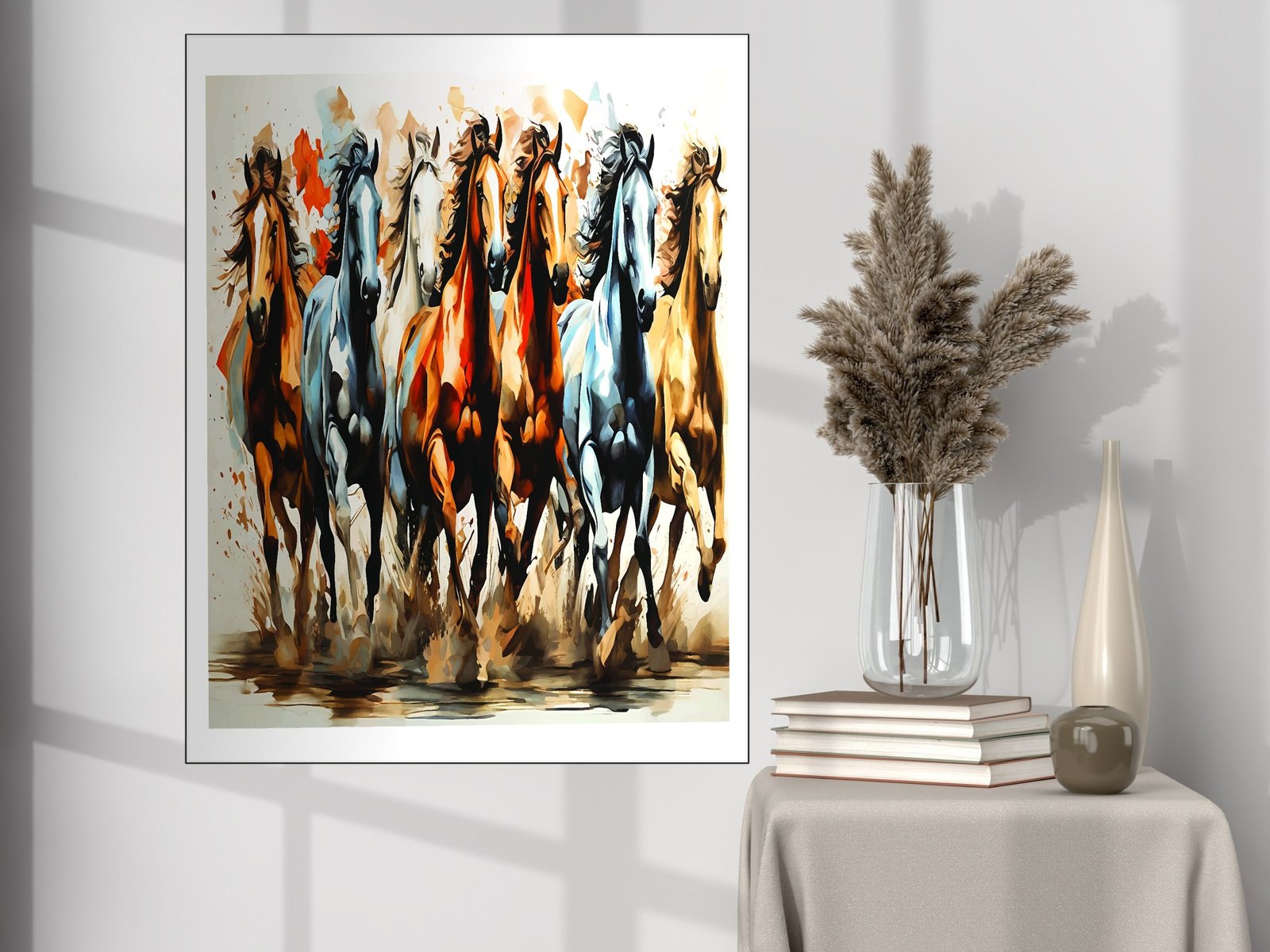 Seven Galloping Horses canvas wall art placement