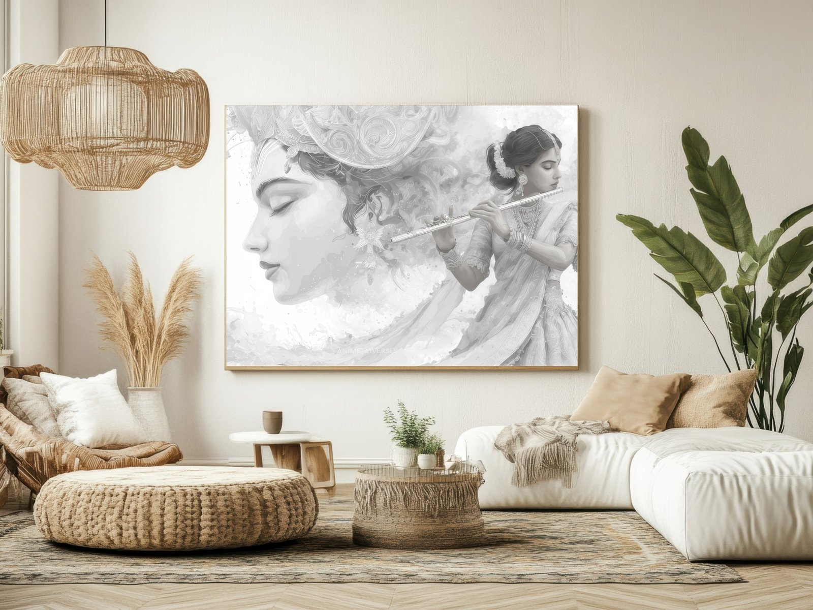 Krishna Flute Player framed canvas wall art