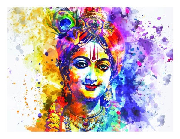 krishna rainbow splash canvas wall art