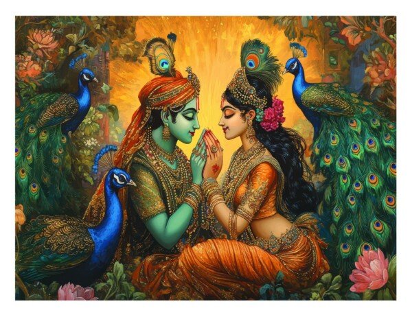 krishna and radha canvas wall art