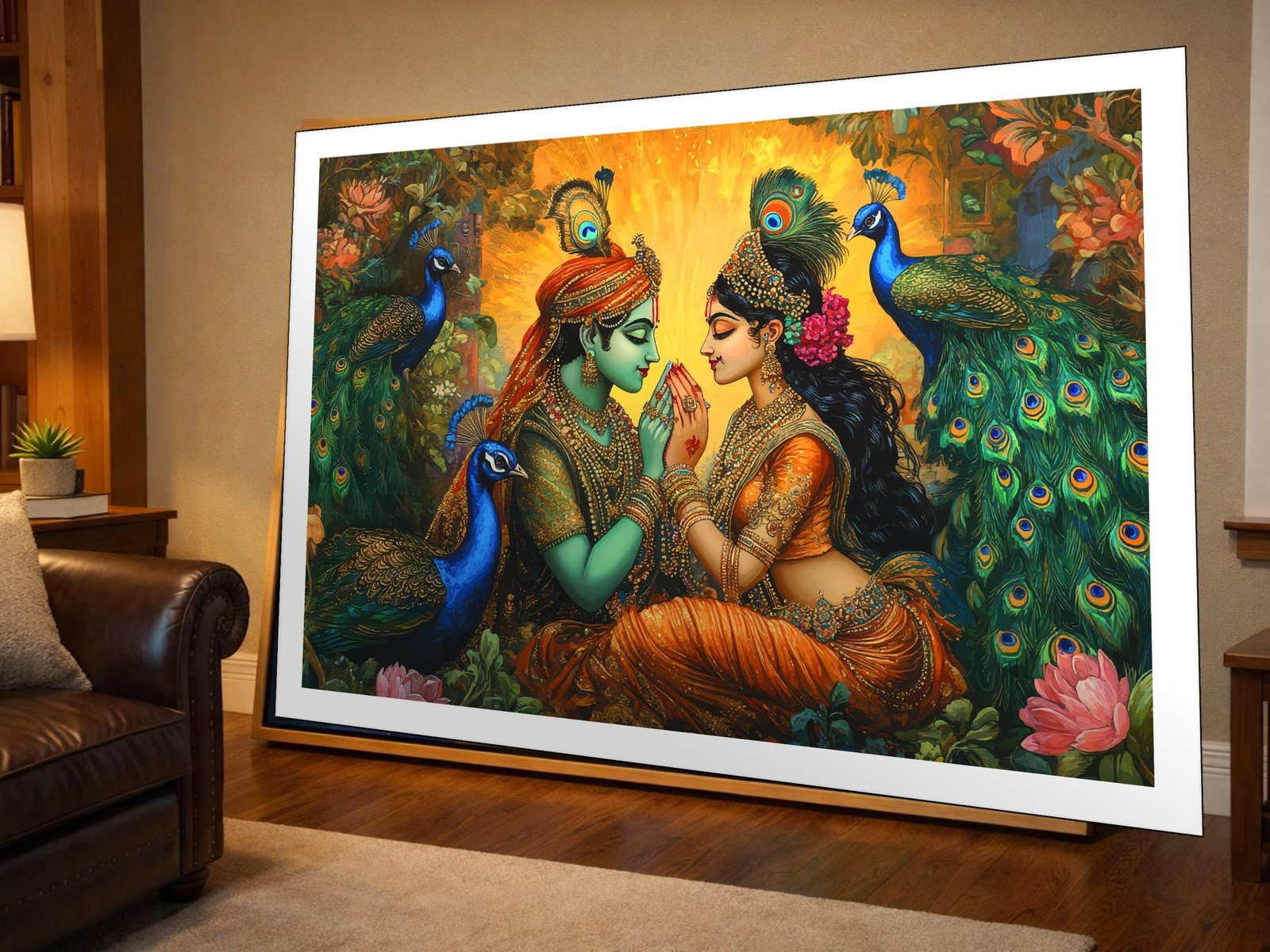 Krishna and Radha canvas wall art placement