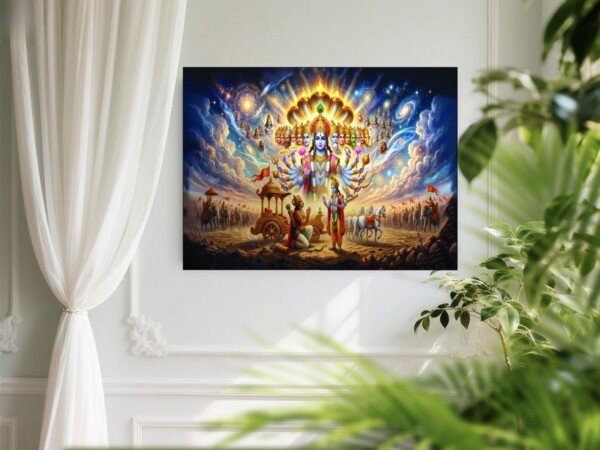 vishvarupa gita vision canvas wall art shown framed on a wall