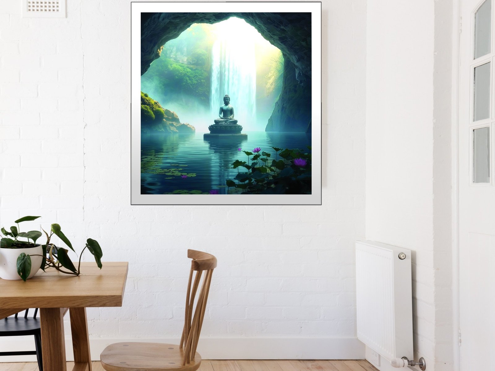 Buddha Waterfall Cave canvas wall art placement