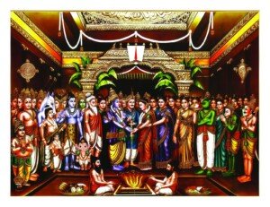Ram Sita Wedding Canvas Wall Art 3x4 Feet – Floating Frame – Premium Digital Canvas Print – Living Room & गृह आध्यात्मिक दीवार सजावट