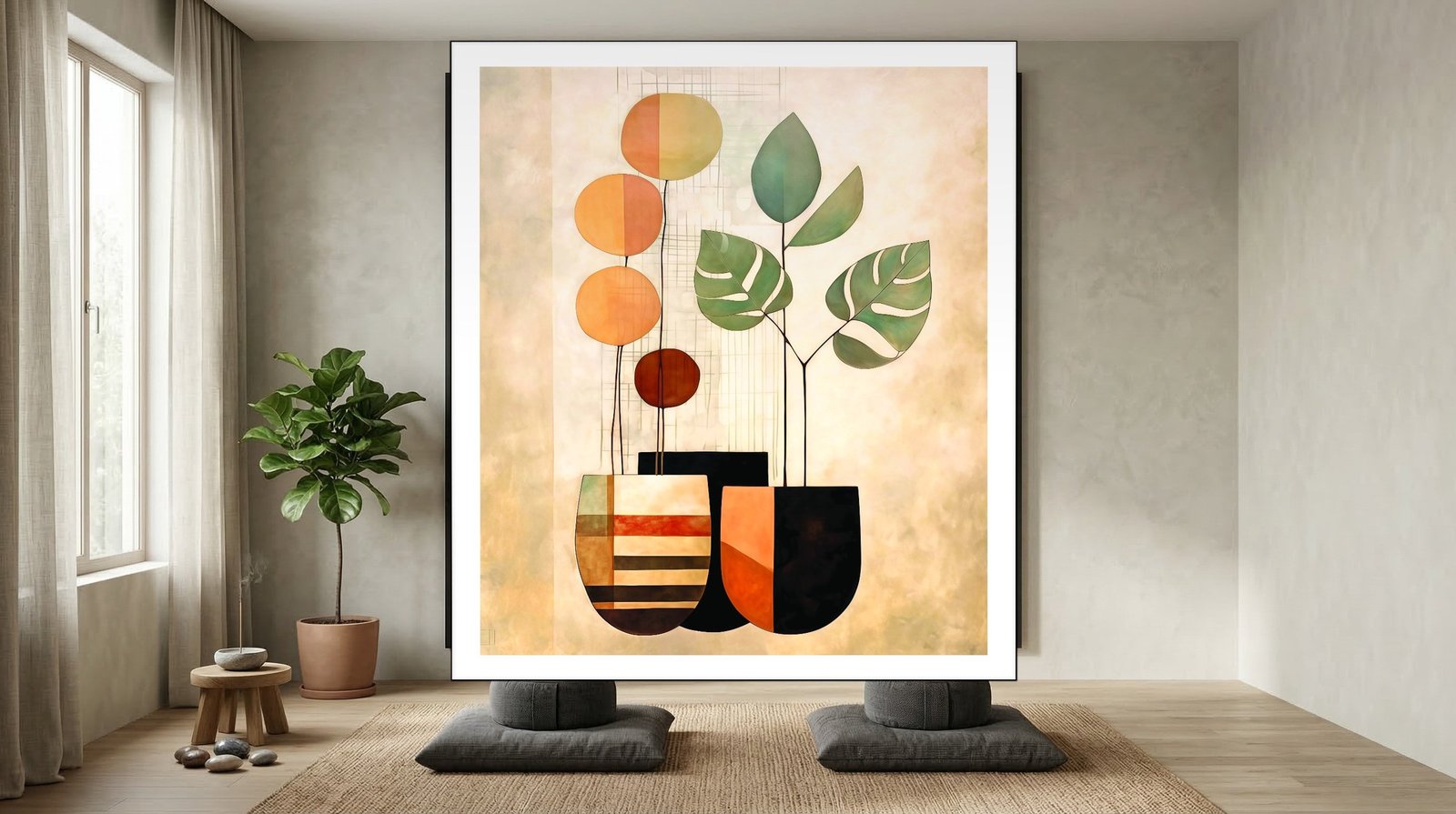 Modern Plant Art canvas wall art placement