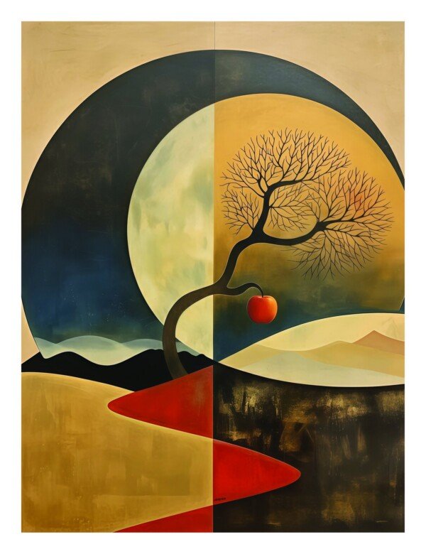tree under moonlight canvas wall art