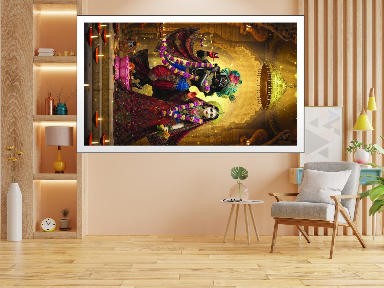 Radha Krishna Temple Scene canvas wall art placement