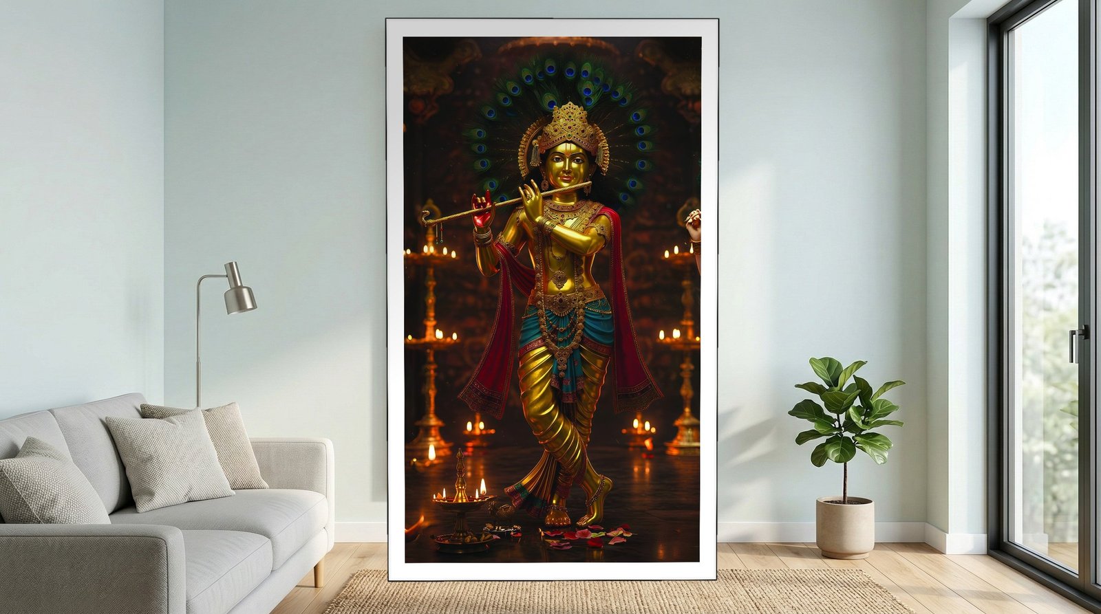 Lord Krishna Playing Flute canvas wall art placement