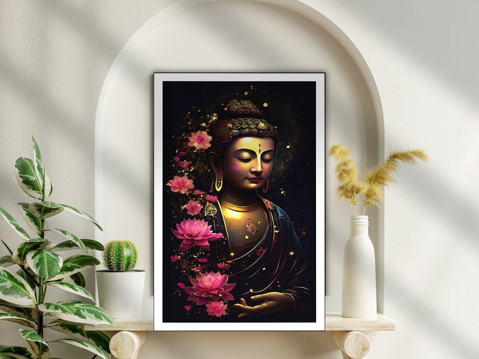 Golden Buddha canvas wall art placement