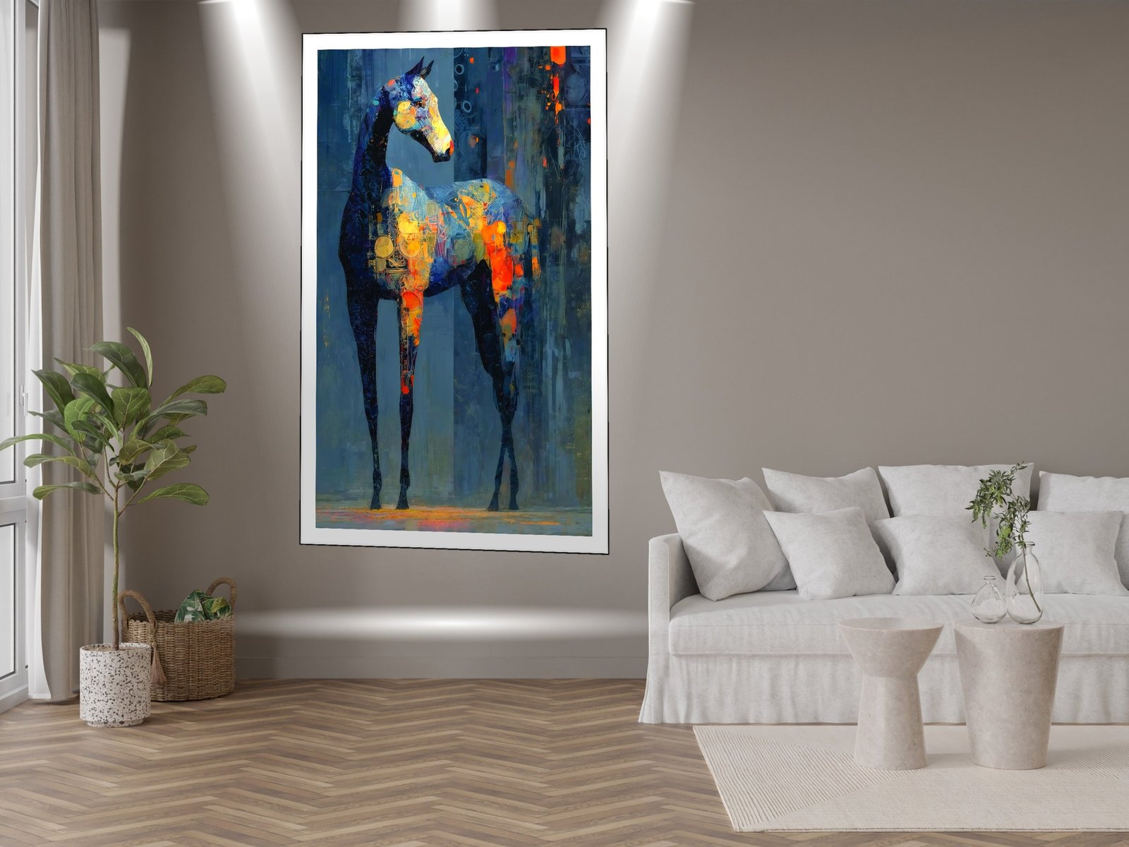 Vibrant Horse Art canvas wall art placement