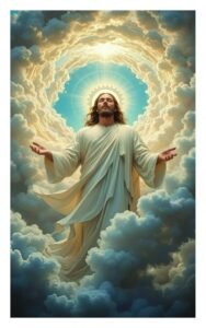 Jesus in Heavenly Glory Canvas Wall Art 3x4 Feet – Floating Frame – Premium Digital Canvas Print – Living Room & Home Spiritual Wall Décor