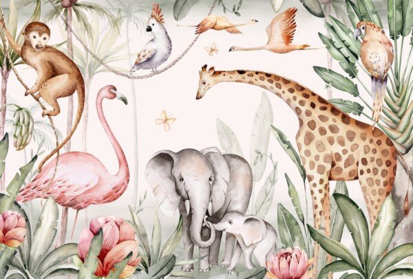 safari friends nursery canvas wall art