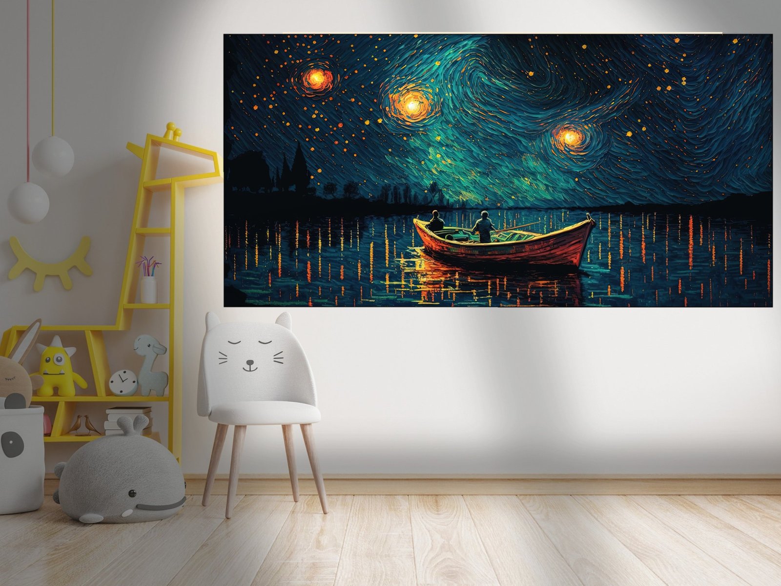 Lantern Lake Starry Night canvas wall art placement