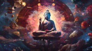 Cosmic Buddha Nebula Canvas Wall Art 3x4 Feet – Floating Frame – Premium Digital Canvas Print – Living Room & गृह आध्यात्मिक दीवार सजावट
