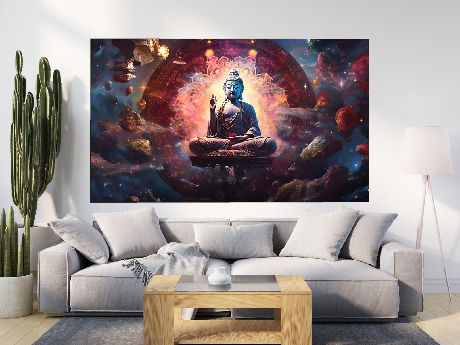 Cosmic Buddha Nebula canvas wall art placement