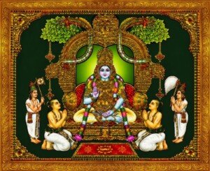 Tanjore Deity with Devotees Canvas Wall Art 3x4 Feet – Floating Frame – Premium Digital Canvas Print – Living Room & Home Spiritual Wall Décor