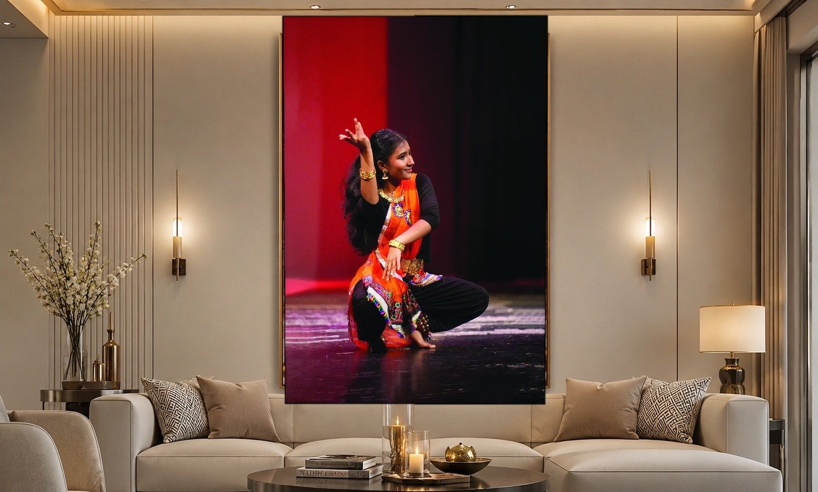Dancer on Stage framed canvas wall art