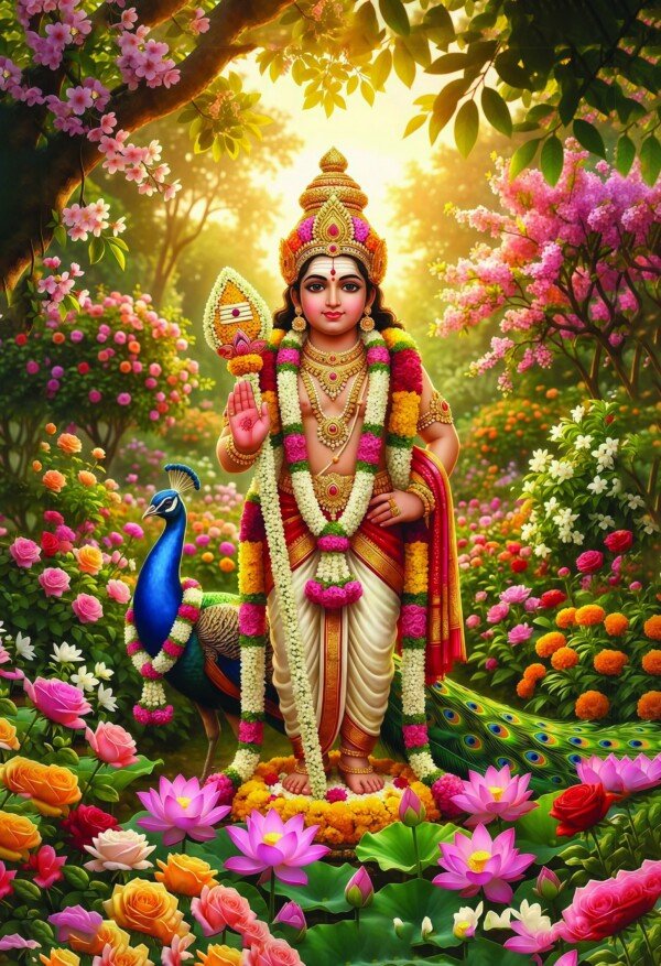 murugan flower garden canvas wall art
