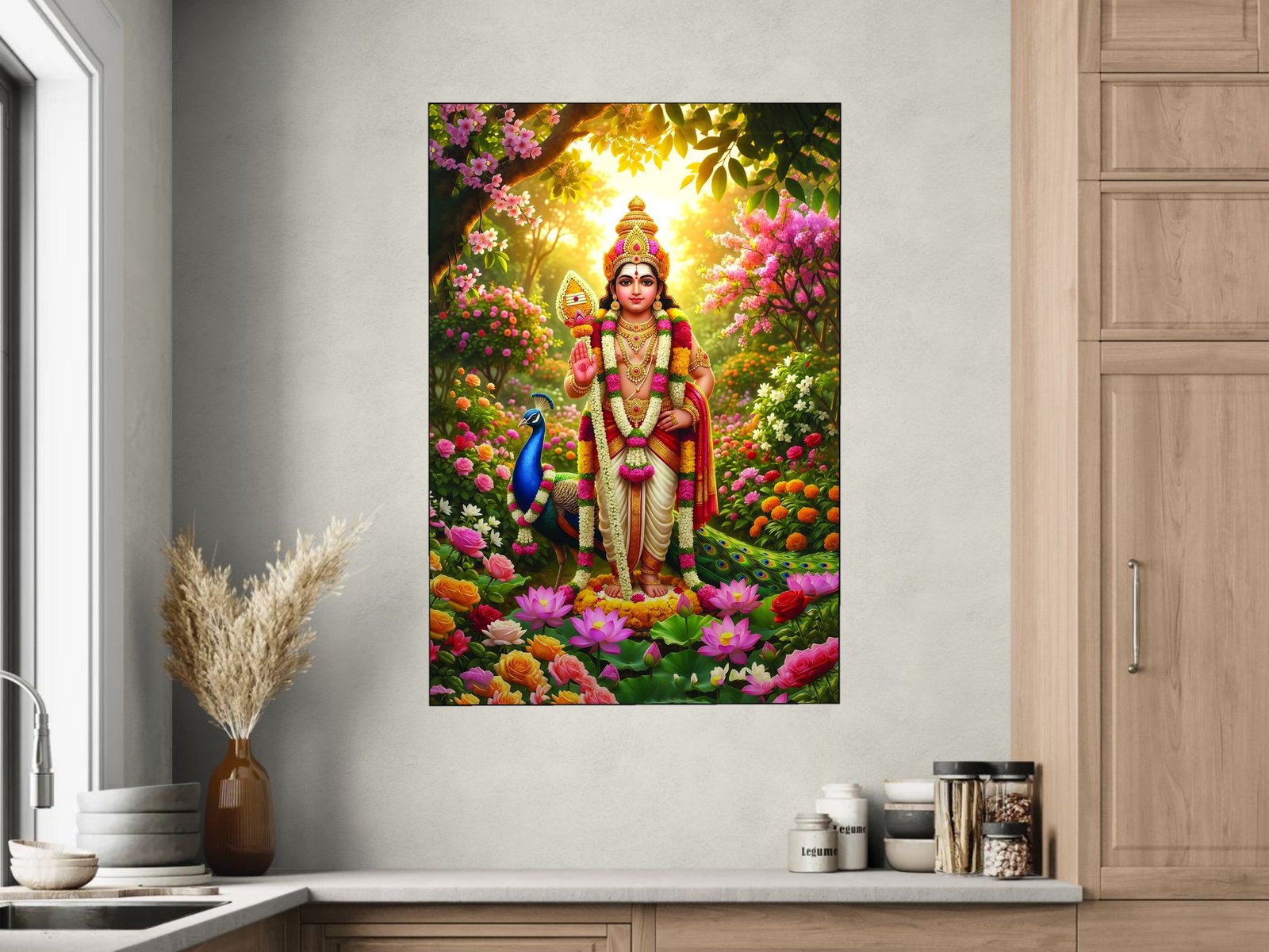 Murugan Flower Garden framed canvas wall art