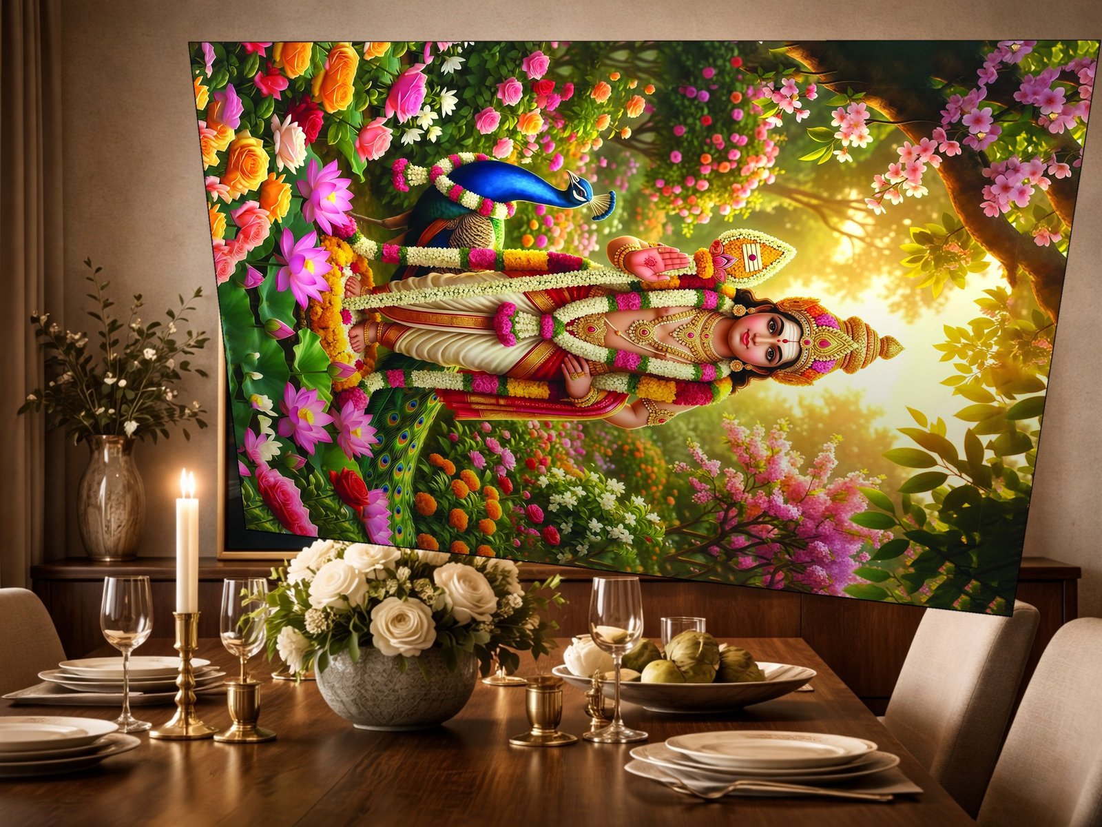 Murugan Flower Garden canvas wall art placement