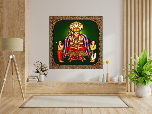 tanjore acharya panel canvas wall art shown framed on a wall