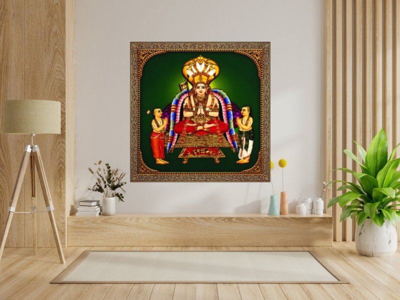 tanjore acharya panel canvas wall art shown framed on a wall