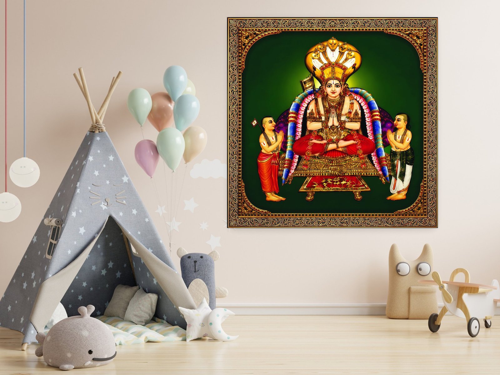 Tanjore Acharya Panel canvas wall art placement