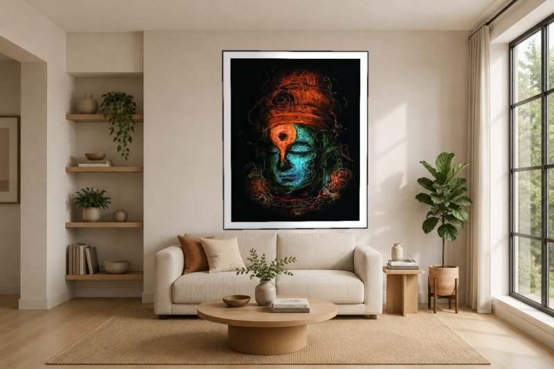shiva meditation art canvas wall art room mockup 1