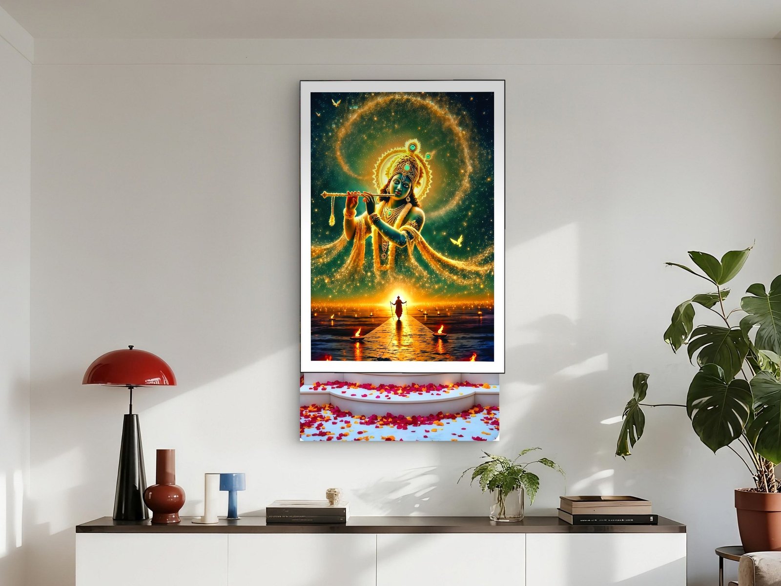 Krishna Playing Flute canvas wall art placement
