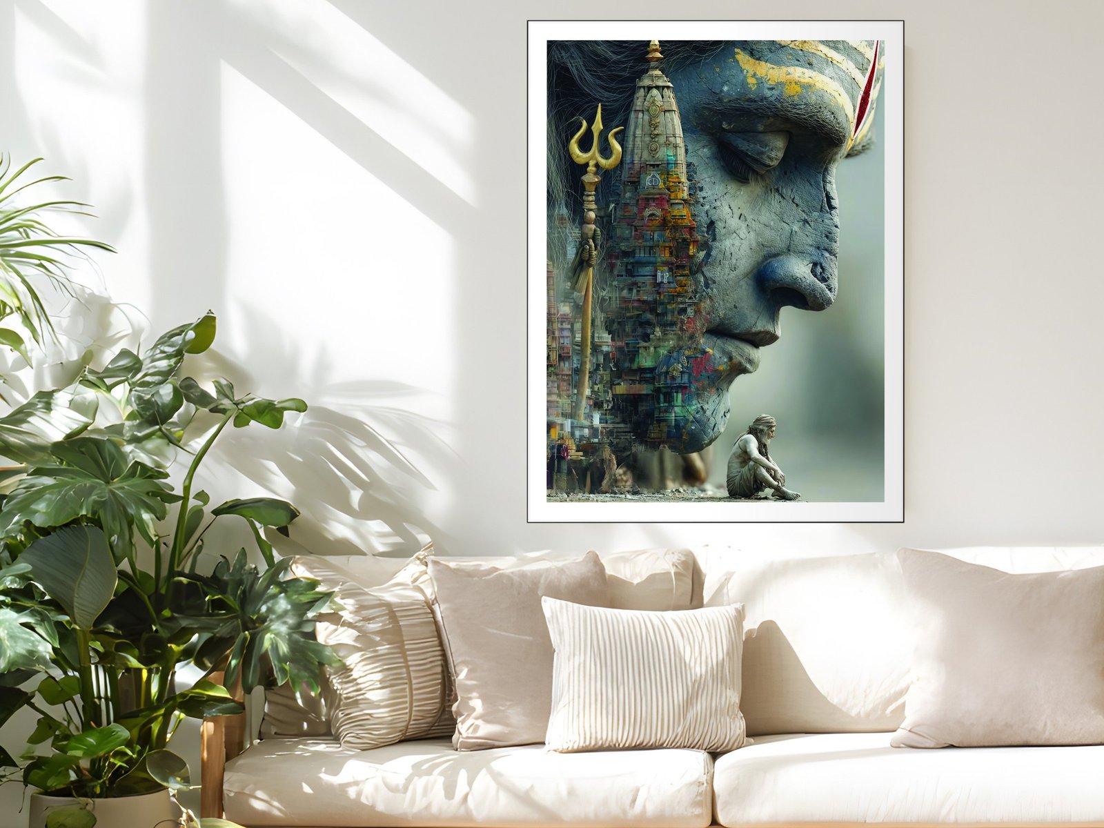 Shiva Meditation Scene canvas wall art placement
