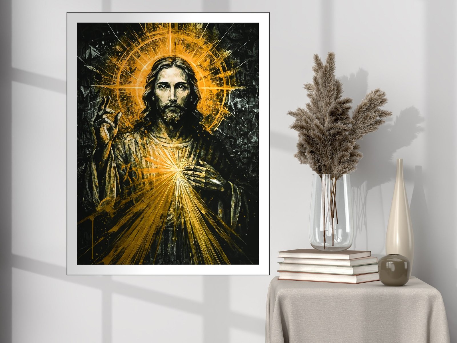 Sacred Heart of Jesus canvas wall art placement