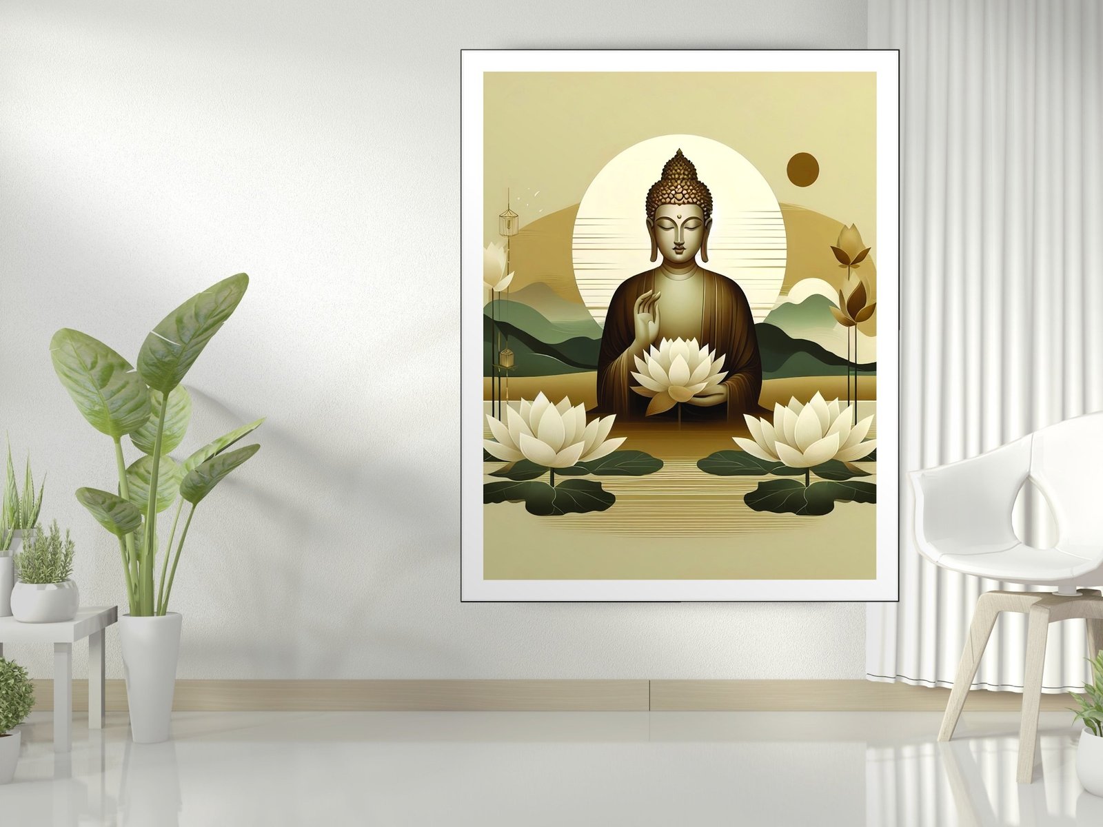 Buddha with Lotus canvas wall art placement