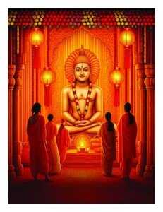 Lord Mahavira Art Canvas Wall Art 3x4 Feet – Floating Frame – Premium Digital Canvas Print – Living Room & Home Spiritual Wall Décor