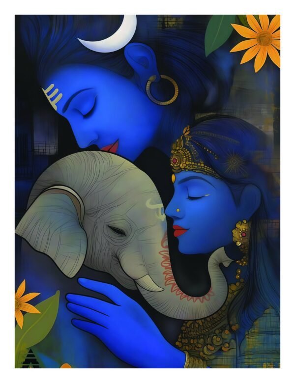 shiva and parvati canvas wall art