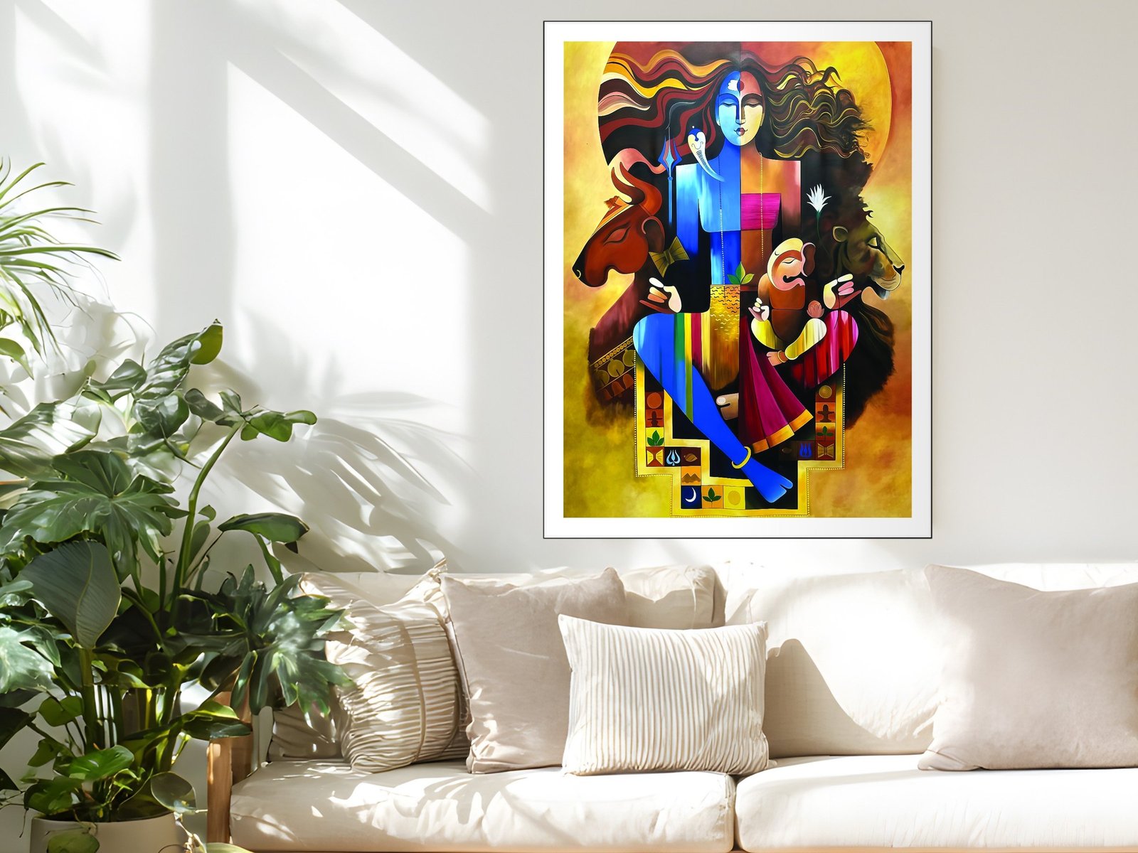 Shiva Family Art framed canvas wall art