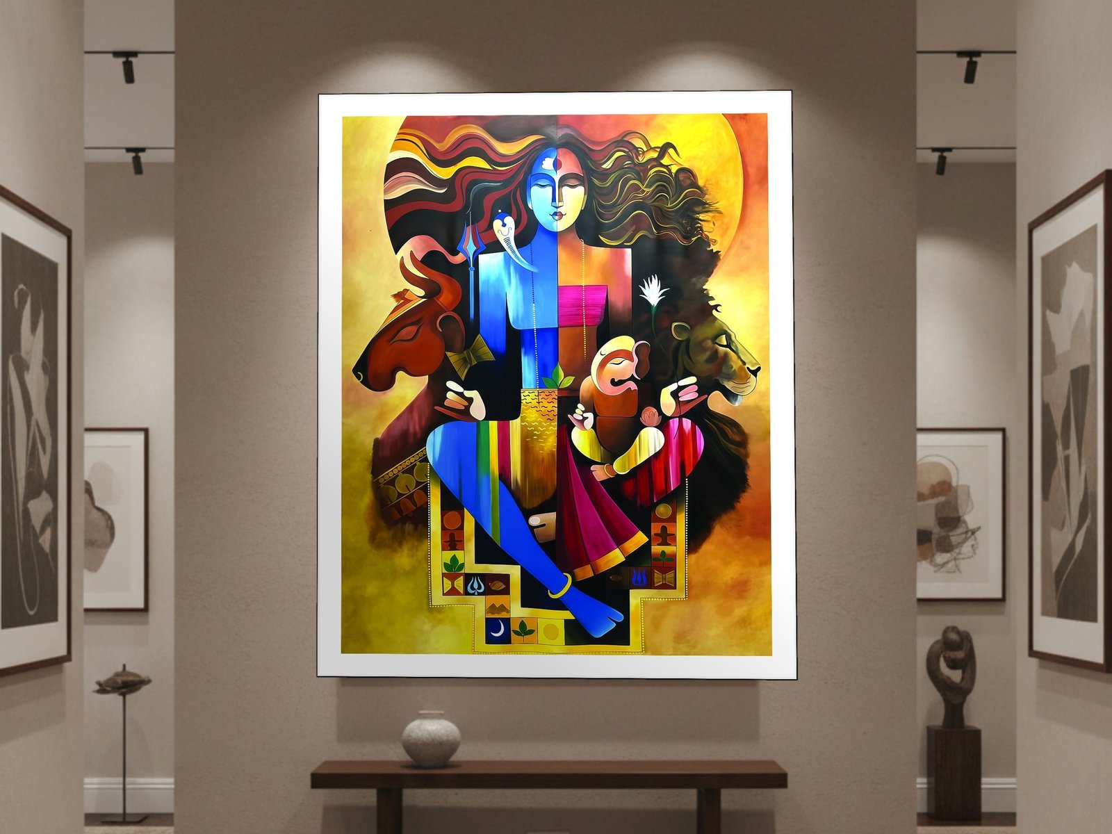 Shiva Family Art canvas wall art placement
