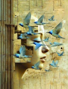 Stone Face Taking Flight Canvas Wall Art 3x4 Feet – Floating Frame – Premium Digital Canvas Print – Living Room & Home Spiritual Wall Décor