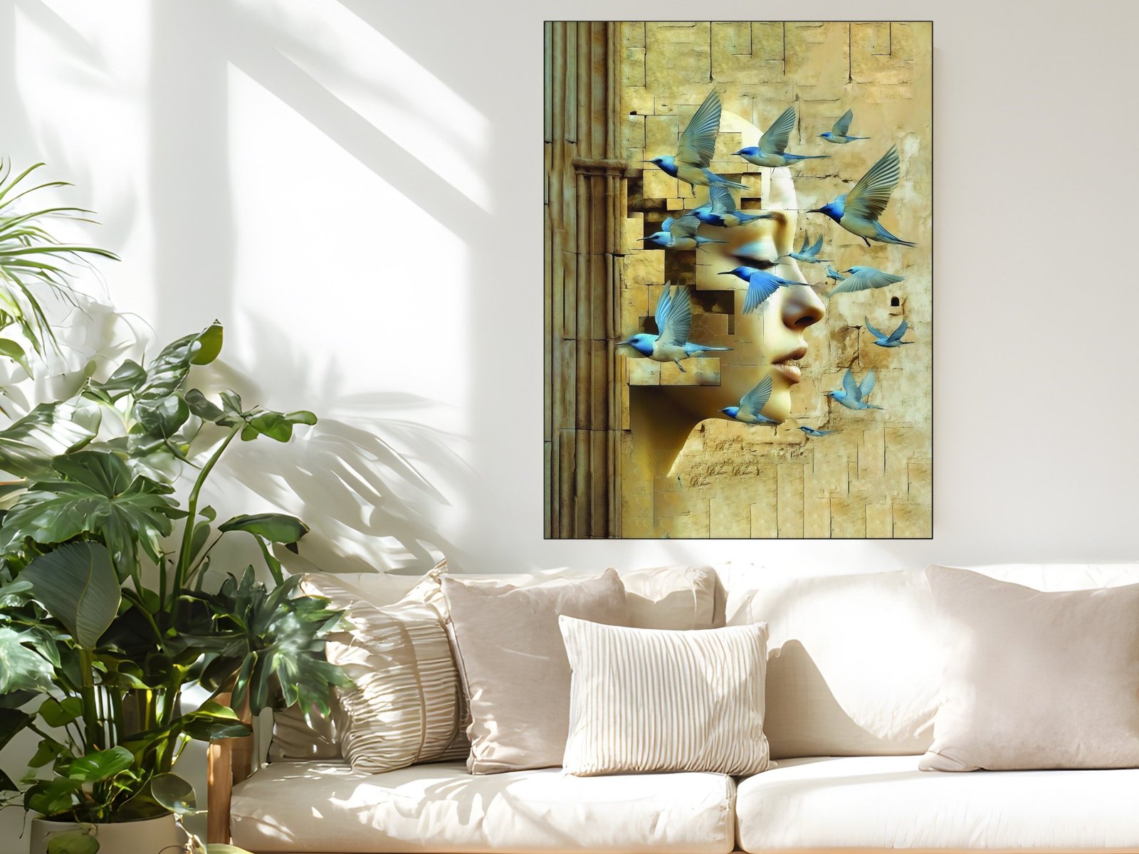 Stone Face Taking Flight canvas wall art placement